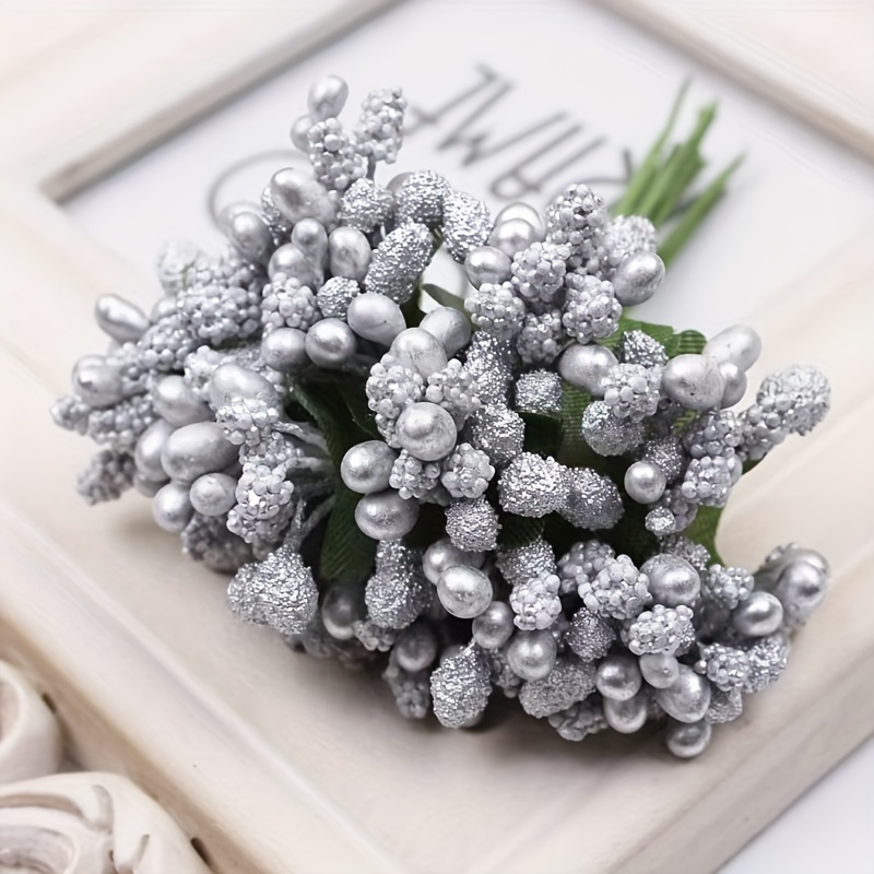 10pcs Artificial Hoshizuki Flower Bouquets, Wedding Paper Flowers With Leaves And Beaded , Wreath Gift Accessories, Handmade Diy Materials