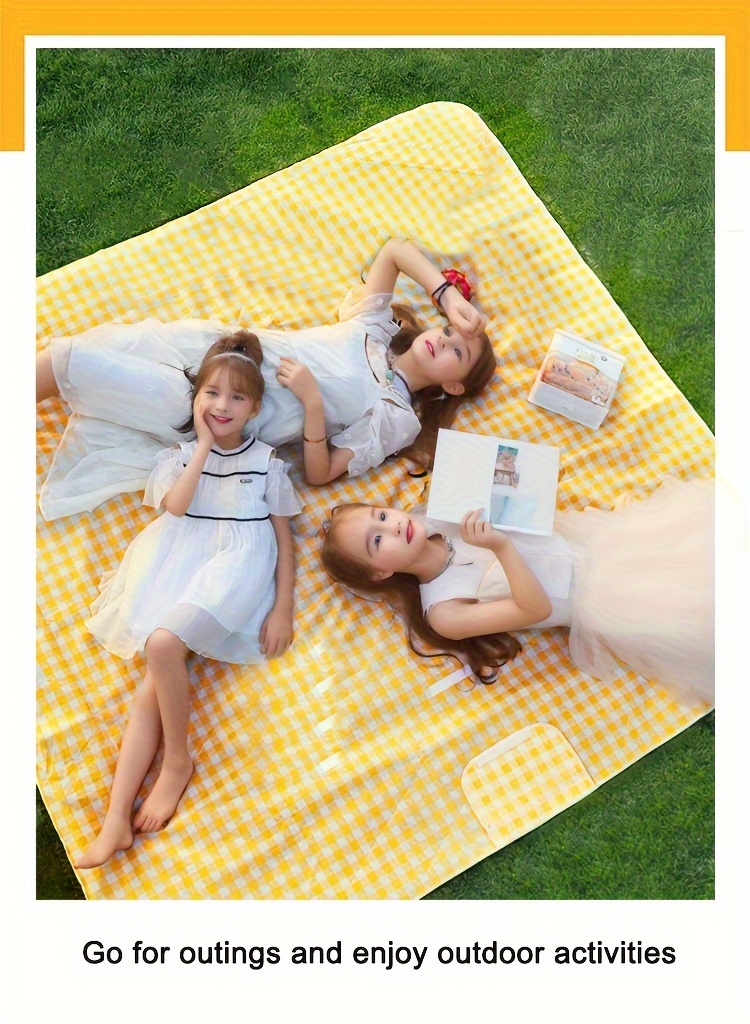 portable picnic mat with grid pattern foldable outdoor travel pvc waterproof and moisture proof camping mat picnic mat details 1