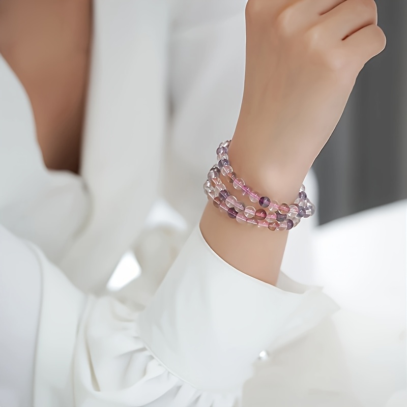 Colorful Fluorite Bead Elastic Bracelet for Women