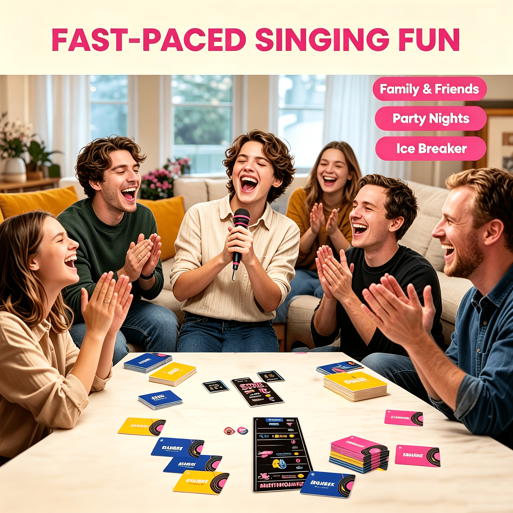 TEMU Family Singing Challenge Card Game, Newly Upgraded Version, Fast- Multiplayer Game, Perfect Gift For Music Lovers, Board Game | Fun Game For ,