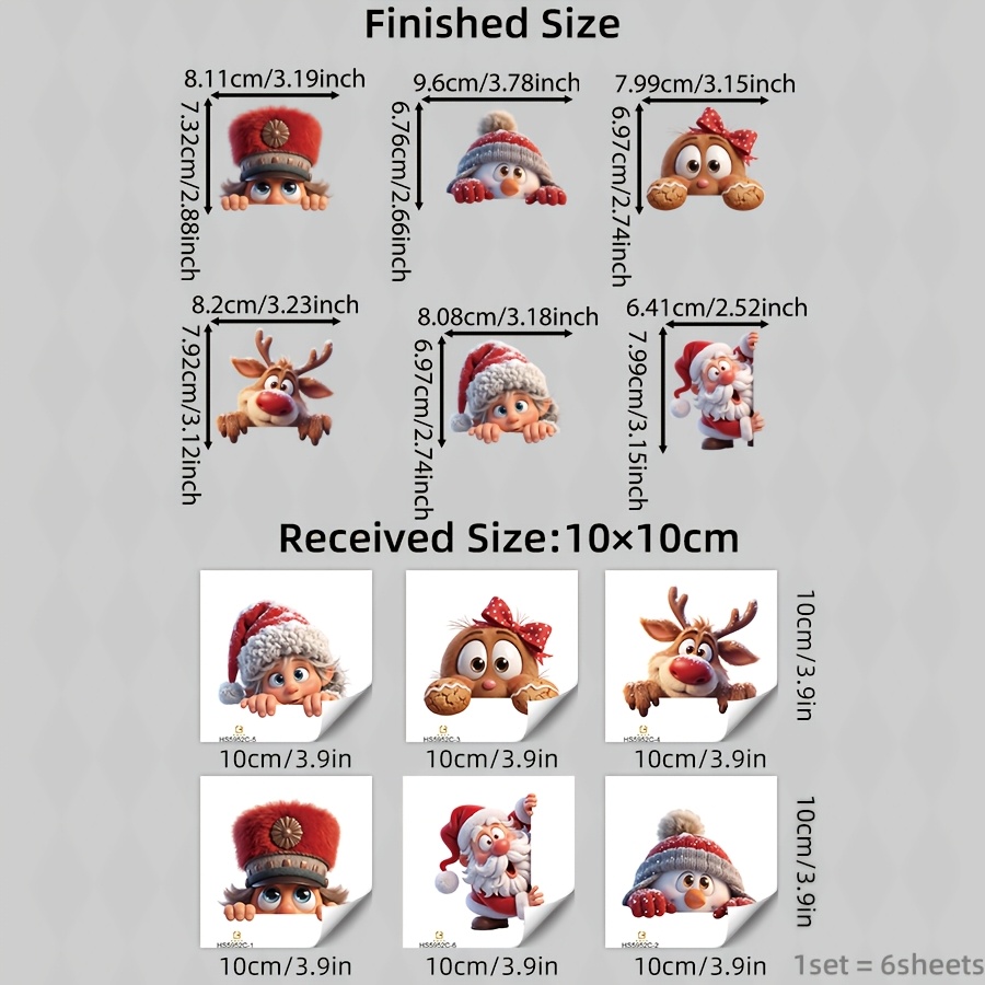 TEMU 6pcs/1set Fun Peeking Christmas Character For Switch Wall Sticker, Nutcracker Snowman Reindeer Santa Gingerbread For Man Elf Cartoon Decal,