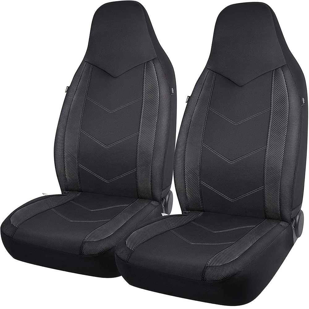 E-shop Autositzbezüge für 2 Vordersitze mit hoher Rückenlehne, universelle Größe, aus Köpergewebe im Sandwich-Stil mit Twill-Stoffspleißen, passend für