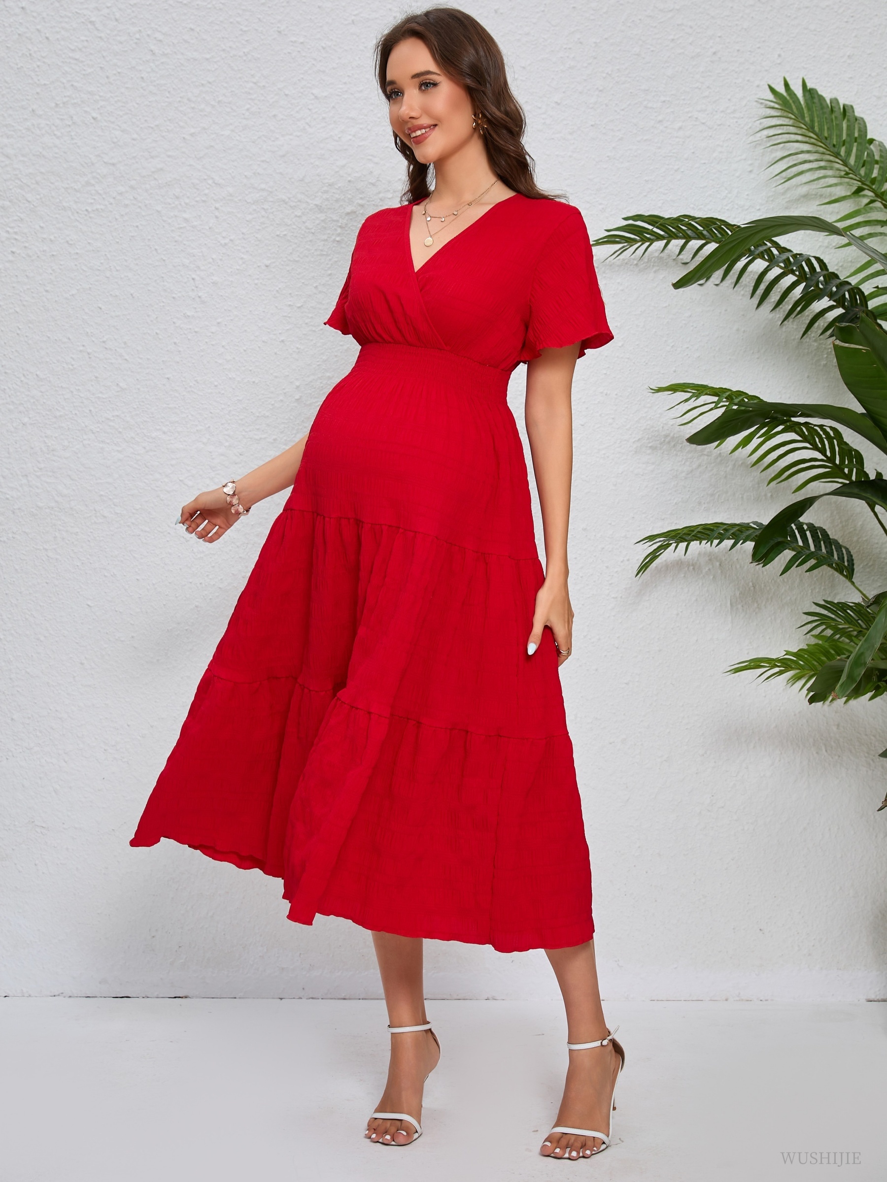 chinese dress ladies PinkBlush Navy Blue Lace Mesh Overlay Maternity Maxi Dress