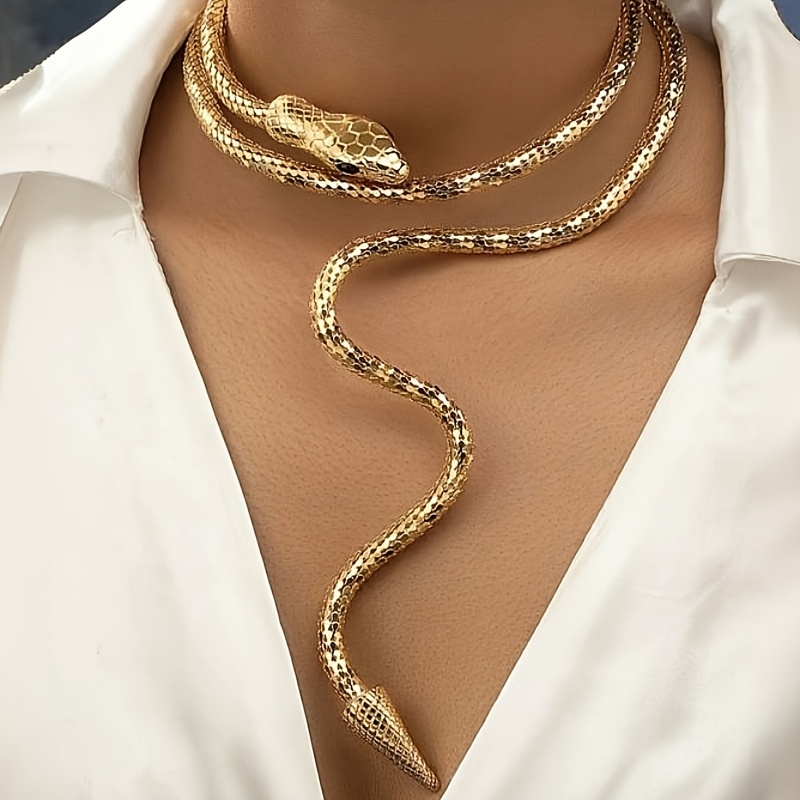 TEMU European And Sexy Collar With Studded Snake Shaped Necklace, Exquisite And , Fashionable Women's Collarbone Chain Necklace Suitable For Parties