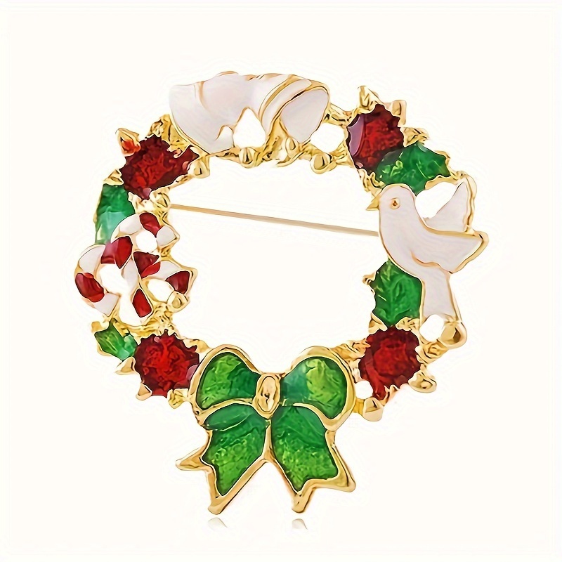 

& Christmas Wreath Brooch - Pin For Outfits,