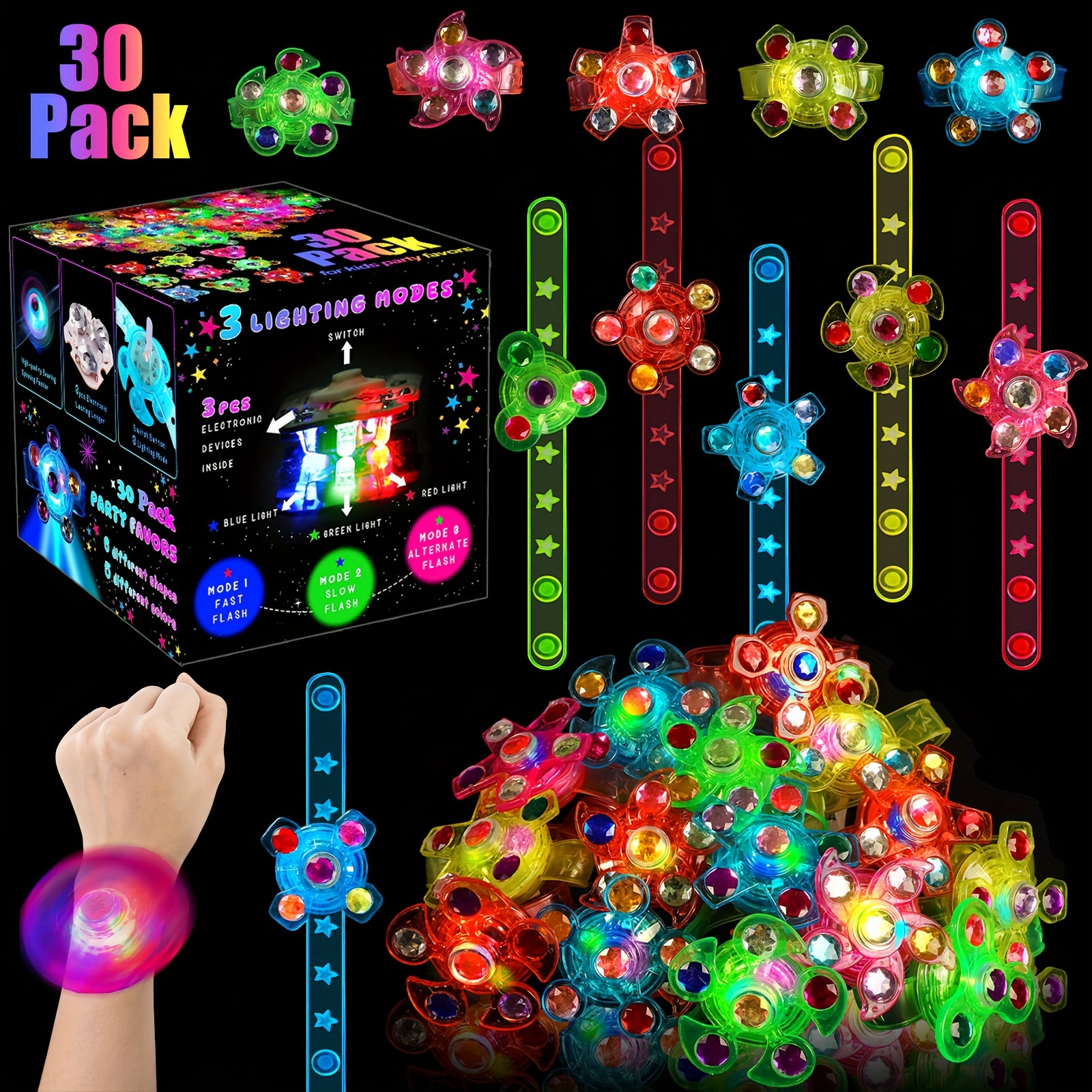 

Mezhobby Led Light Up Bracelets, Glow In The Dark Party Favors, Led Light Fidget Spinner Bracelets For Kids, Birthday Party Gifts, Classroom Prizes, Stuffers For Boy Girls (30)