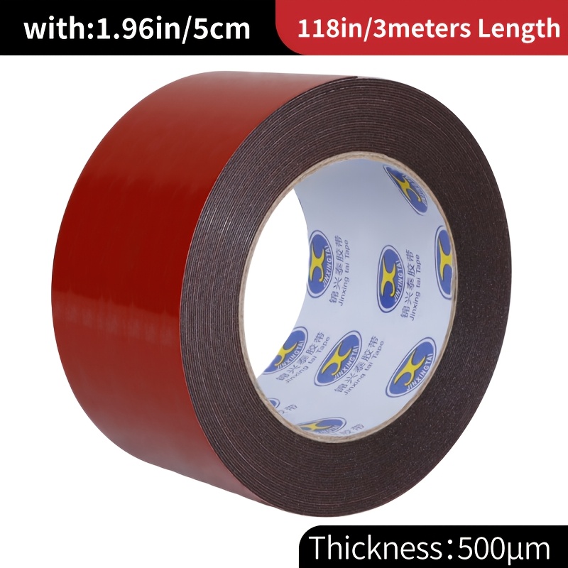 TEMU Ruban Adhésif 5Cm 1.96In, 0.5Mm 1Mm 2Mm 3Mm Épais, Adhésif Double Face Robuste, Ruban de Mousse EVA Haute pour Garniture Auto, Autocollant ,