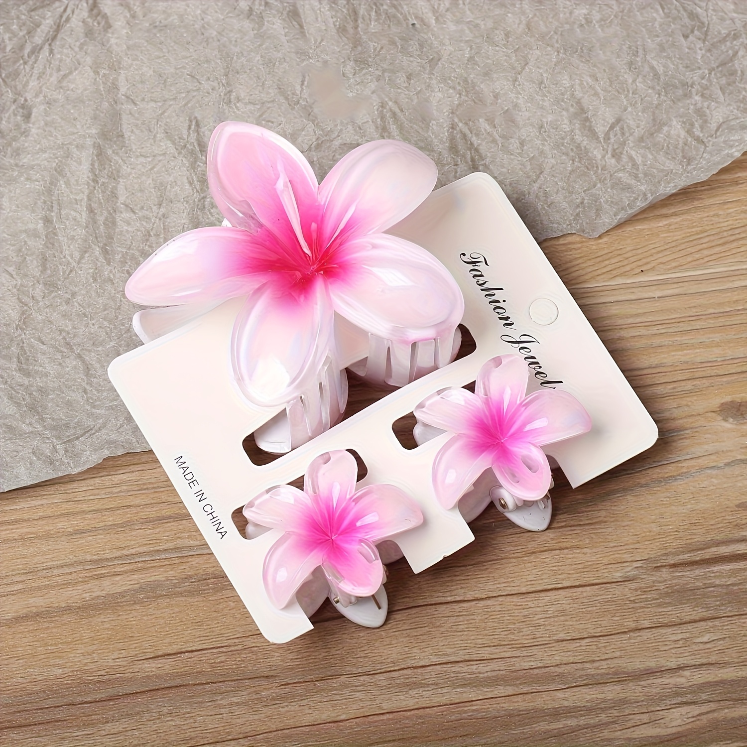 TEMU 3pcs Set Of Gradient Color Eggplant Hair Clips Bohemian Style Accessories Suitable For Vacation, Beach, And Everyday Use