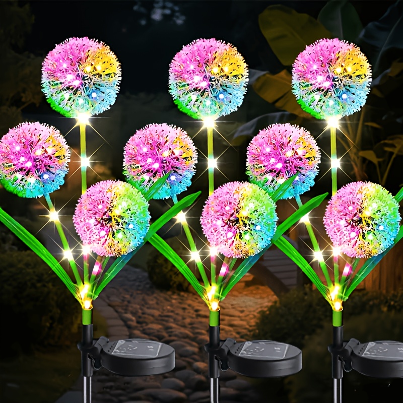 solar outdoor dandelion light color warm ip65   sensing garden landscape light outdoor grounded plug in lawn light courtyard decoration light holiday garden decoration light