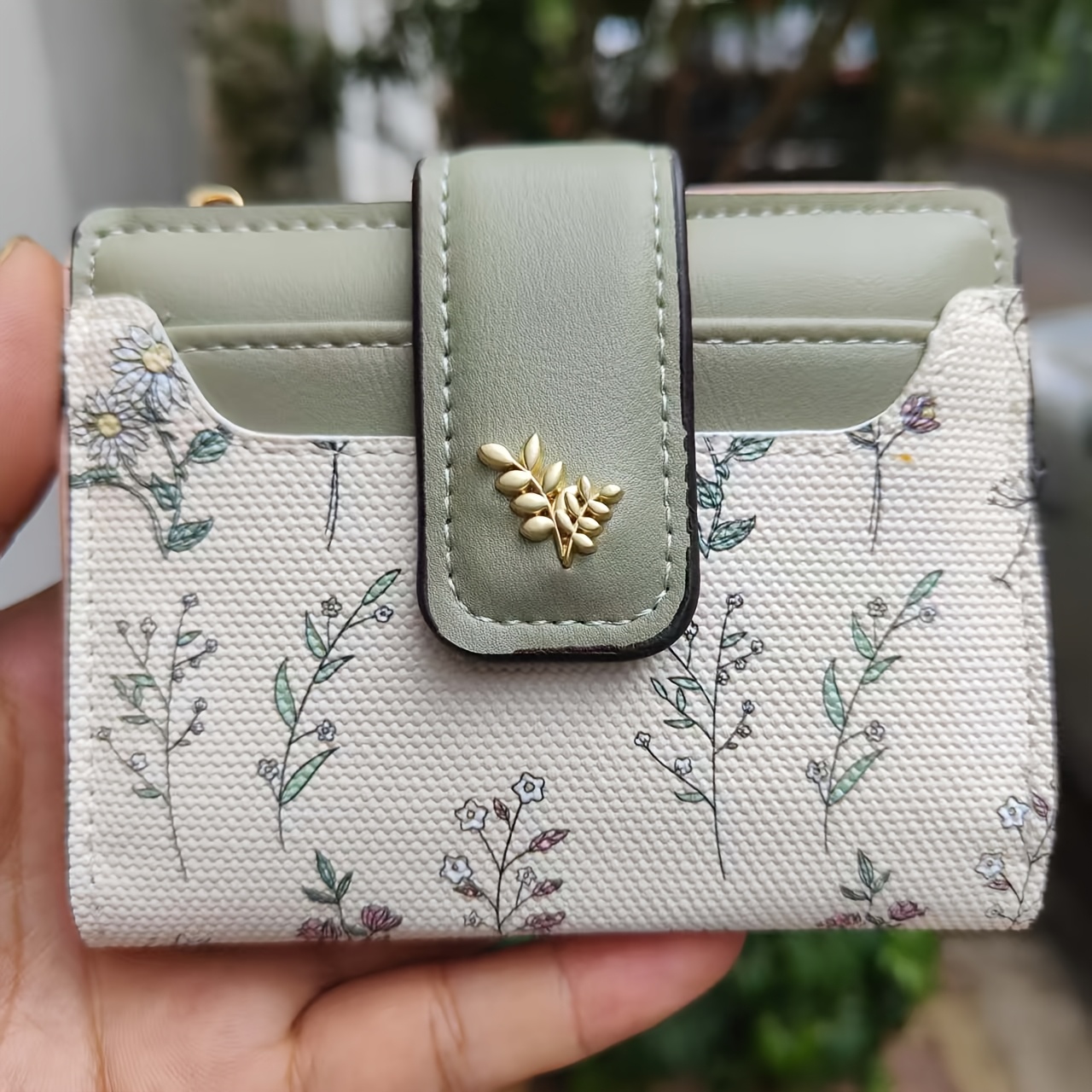 1pc Chic Floral Wallet For - Compact Multi-card Holder With Zippered Coin Purse, Spring And Summer Versatile Accessory /pink/blue/black/beige, Cute Purse