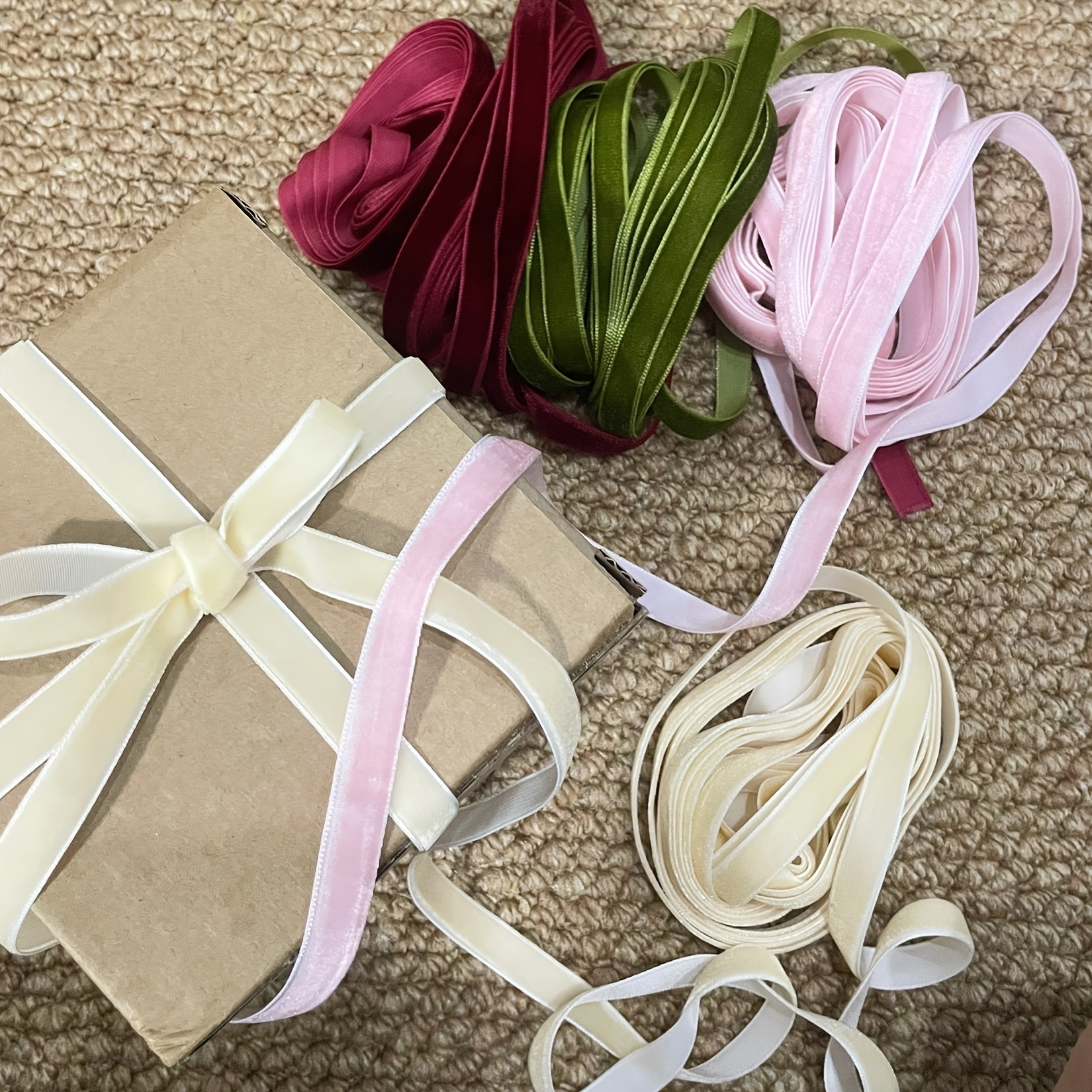 4yards pack christmas   olive green velvet ribbon 10mm wide handmade velvet ribbon elegant military green tone ideal for gift wrapping