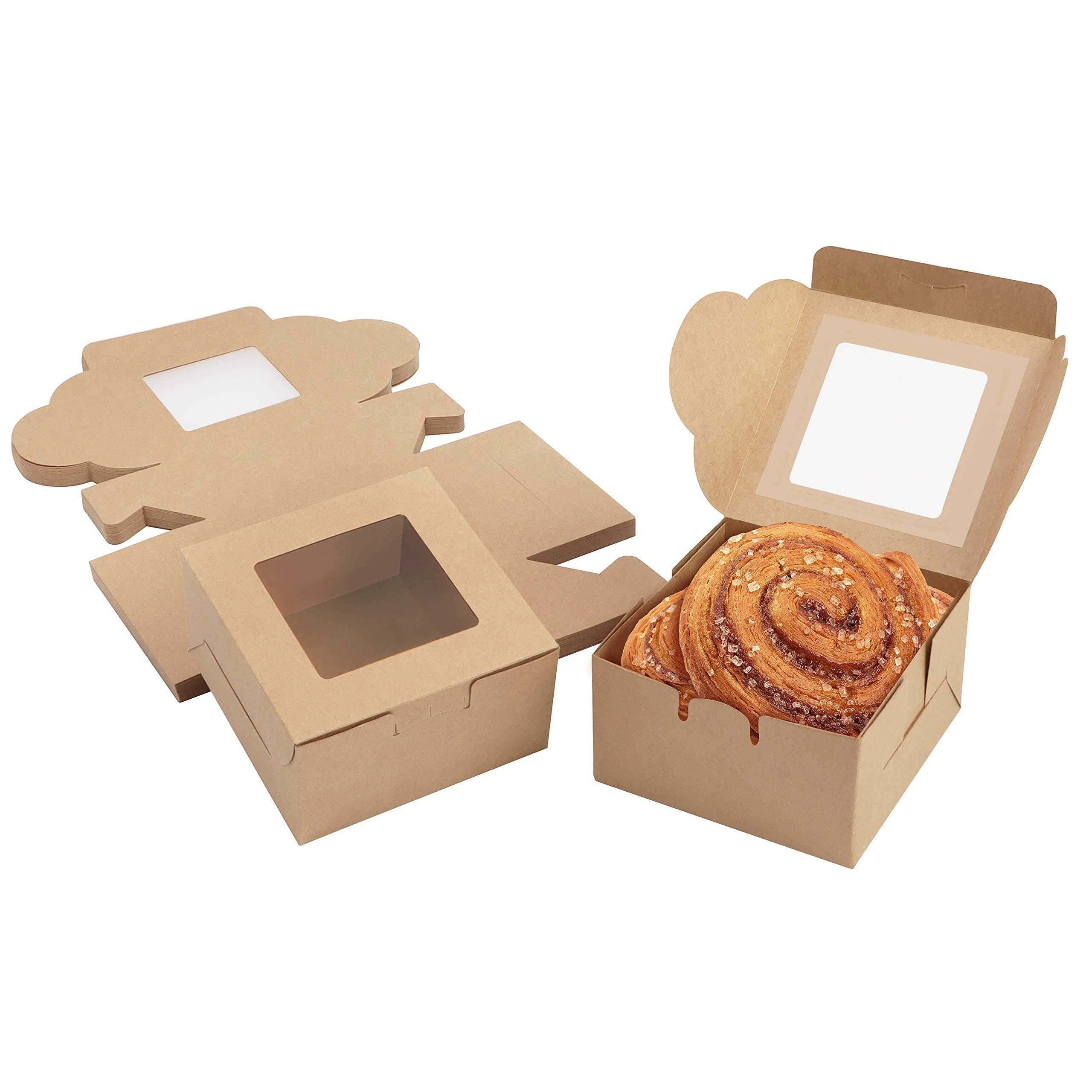 

50pcs Mini Kraft Cake Boxes - 4x4x2.24" Perfect For Cookies, Brownies & Treats - Ideal For Bakery Packaging & Gifts