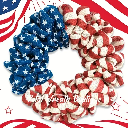 20inch patriotic burlap wreath summer burlap stripe and stars printed wreath for the front door handcrafted memorial day american flag printed home decoration for indoor and outdoor decorations