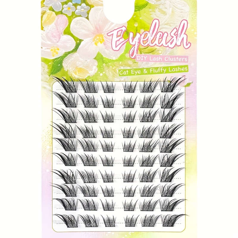 TEMU 60pcs Of Eyelash Clusters For Fox Eyes, Natural Comic-style Cat Eye Eyelash Grafting, Featuring Lightweight Mixed Lengths