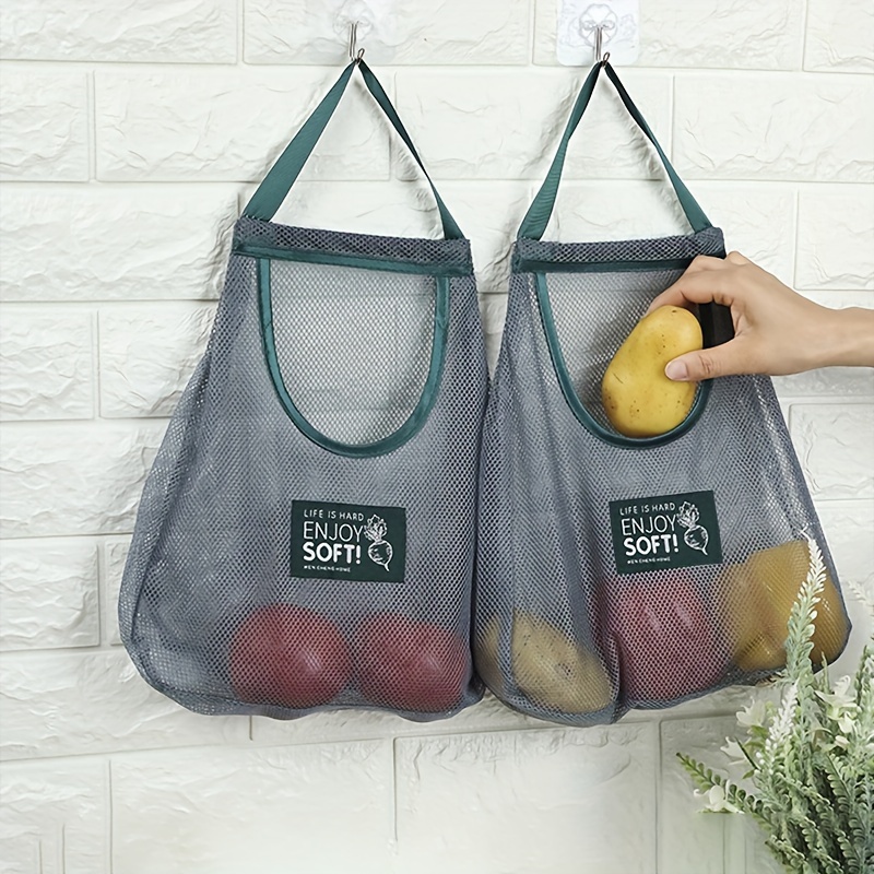 

1pc Kitchen Storage Bag, Vegetable And Fruit Net Bag, Wall Mounted Ginger And Garlic Storage Net