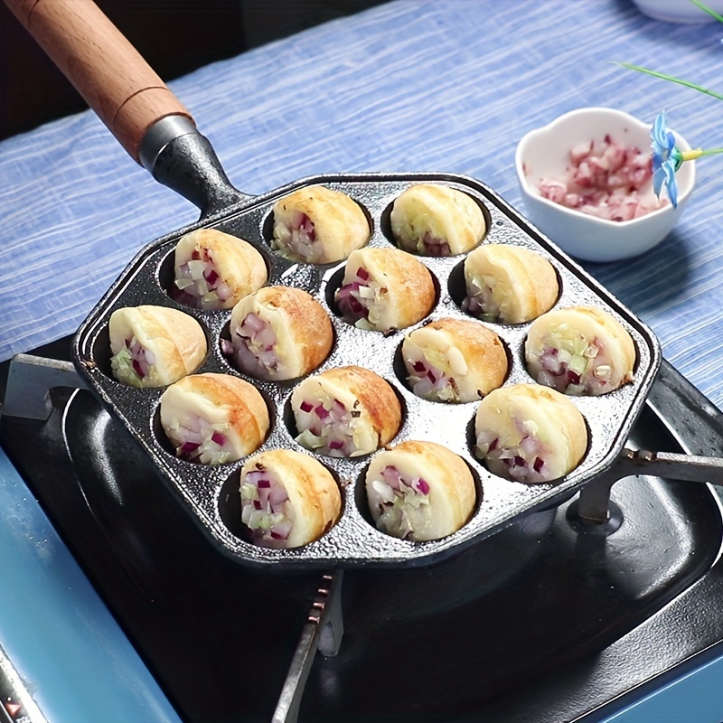 

14-hole Takoyaki Grill Pan | Cast Ball Maker | , Easy-clean Baking Mold With Handle | Cookware For Pancakes, Poffertjes & More