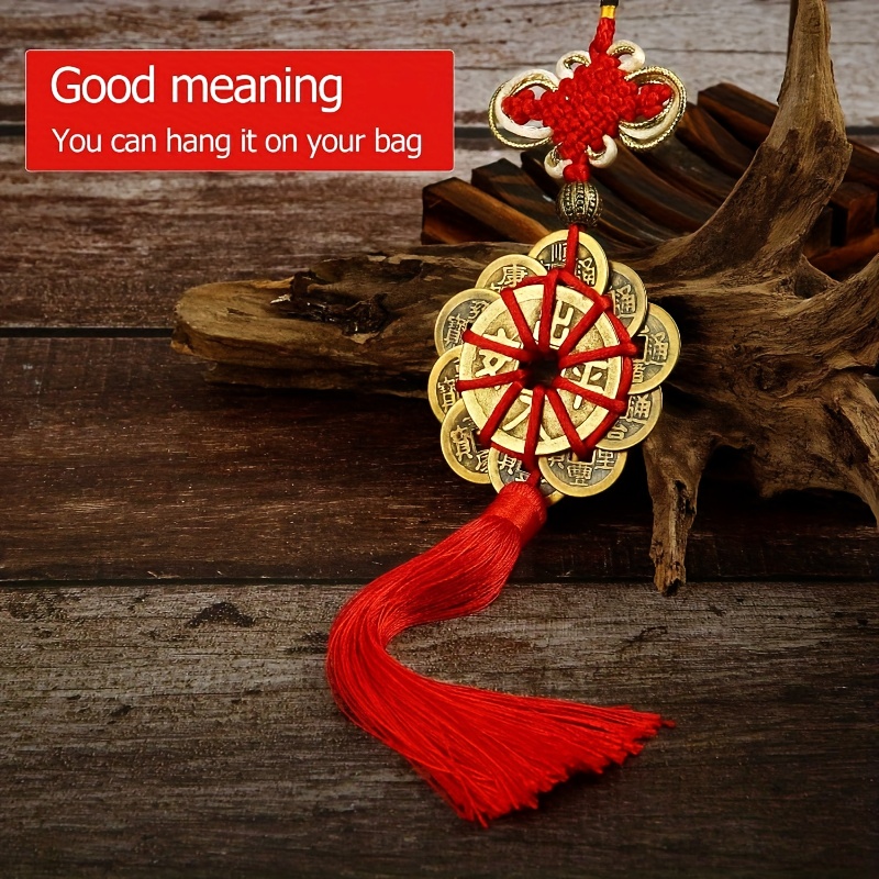 Image of Chinese Shui Wealth - Metal Fortune Pennies With Good Luck For, Success Talismans, Chinese Knot Compatible For /office Decor & New Year Gifts (religious )