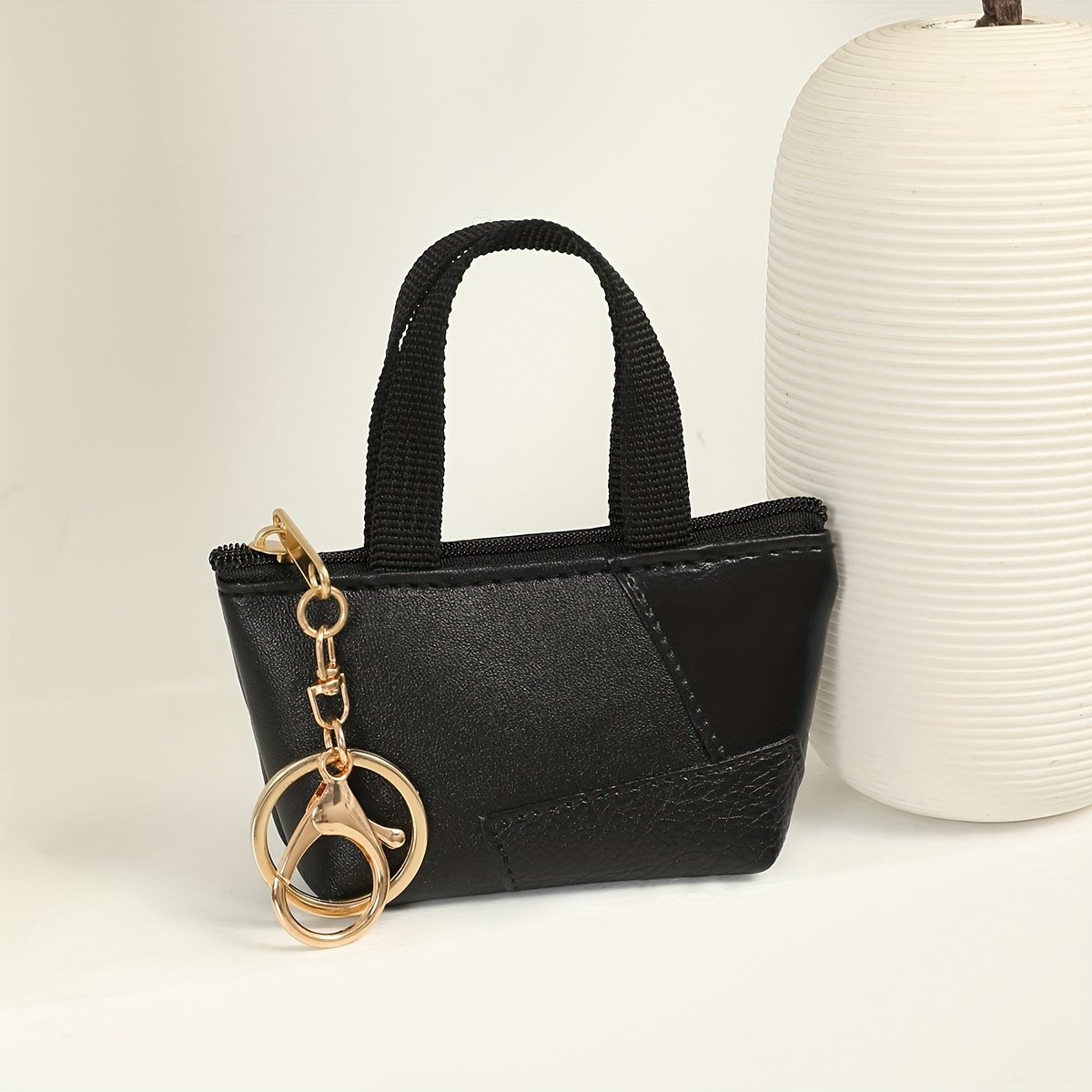 Small Tote Coin Storage Bag Pu Quilted Embossed Bag Ornament