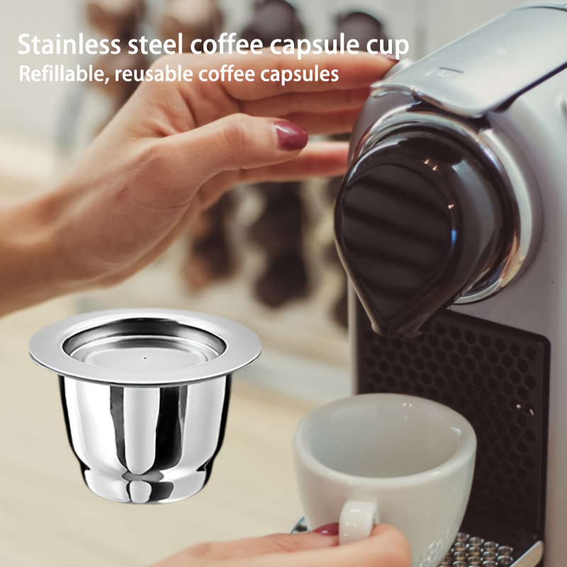 

1pc, Adapté aux machines à café , Capsules à café réutilisables et rechargeables en acier inoxydable, Les capsules à café filtre Nestle plus huileuses, Accessoires pour café