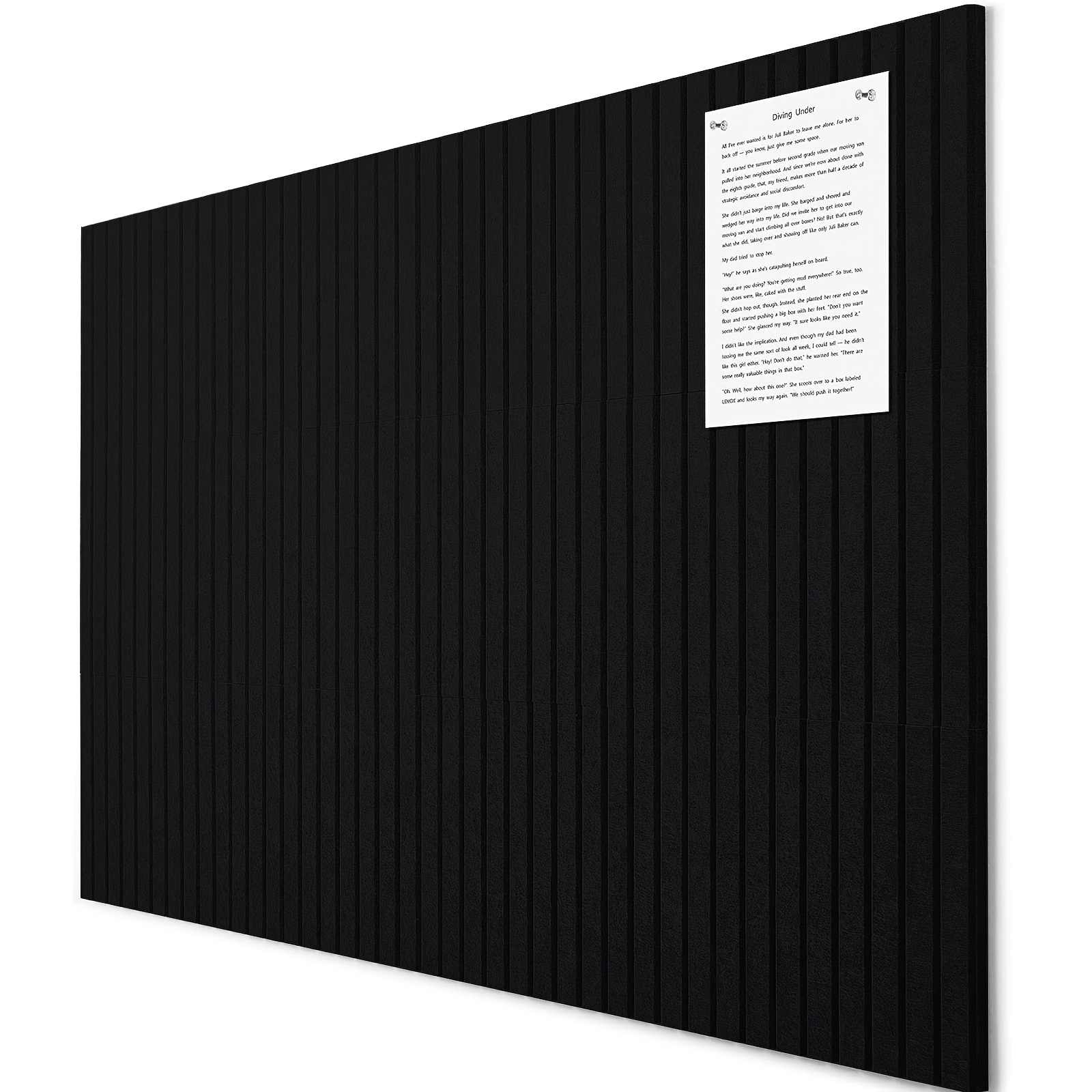 6pcs Large Cork Board For Office Black Felt Board Alternative - Slat Wall Paneling, Felt...