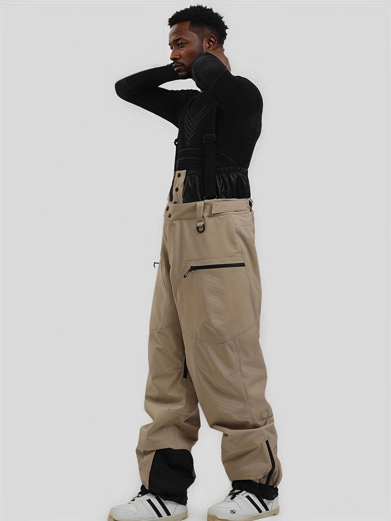 mens thickened warm snow pants adjustable straps sleeveless Temu