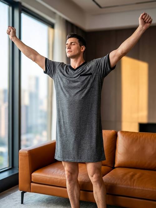 modern v neck mens sleeprobe ultra soft and comfortable loungewear with functional pockets summer cooling pajama shirt style