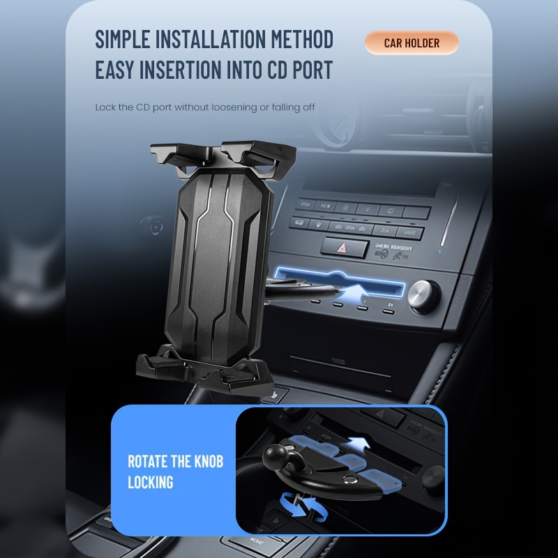 Image of Car Cd Slot Tablet Phone Holder, Adjustable Installation In Cd Slot, Compatible With 4-14 Inch Tablets Phones