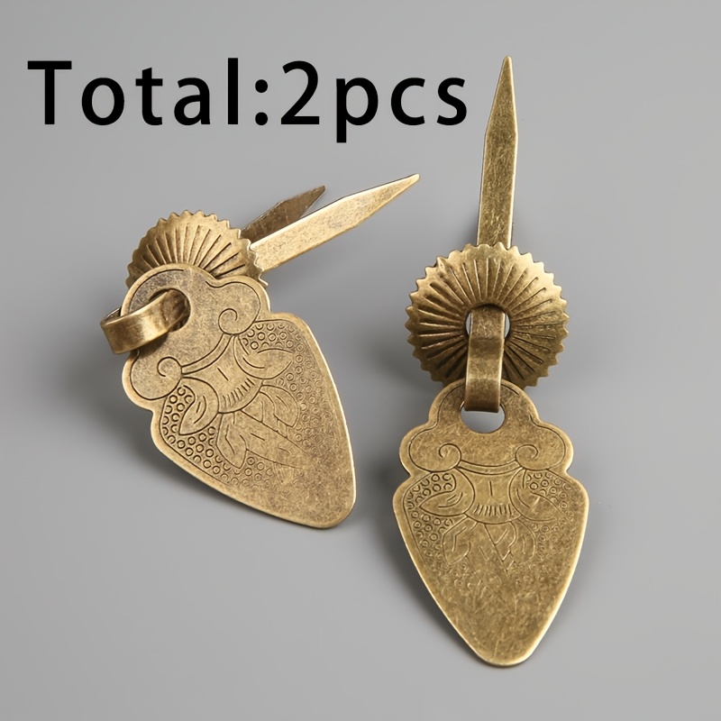 TEMU Bronze For Lotus Latch (set Of 2), New Chinese Style Bronze Colored Ring Pull, Carved Bronze Handle, Wooden Box Jewelry Box Cabinet Door Drawer