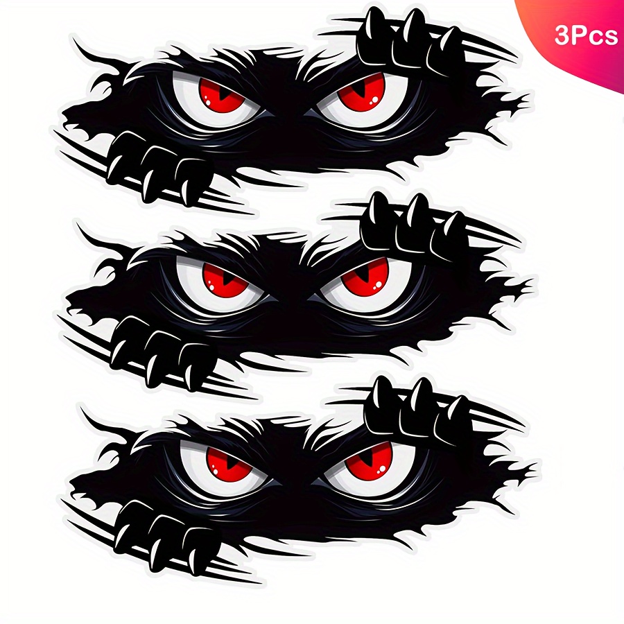 

3pcs Hide Cat Monster Funny Car Stickers, Peel And Stick Waterproof Vinyl Decals, Black, Car Bumper Car Window Stickers