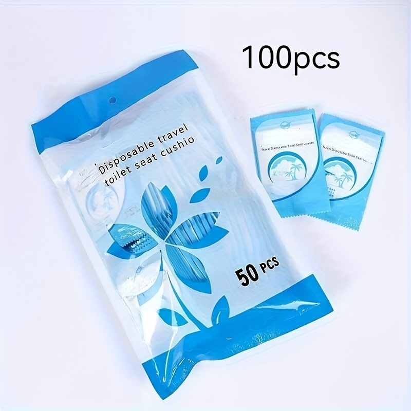 Image of 100pcs Disposable Toilet Seat Covers - Thick, Waterproof, Anti-stain Plastic Liners For Travel, Pregnant Women, And Home Use - Hygienic &