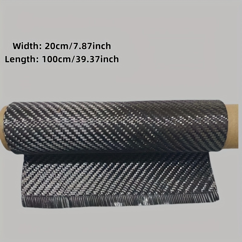 TEMU Tissu en fibre de carbone 3K 200G à tissage sergé de 20 cm x 100 cm pour renforcement et réparation de tissu en fibre de carbone