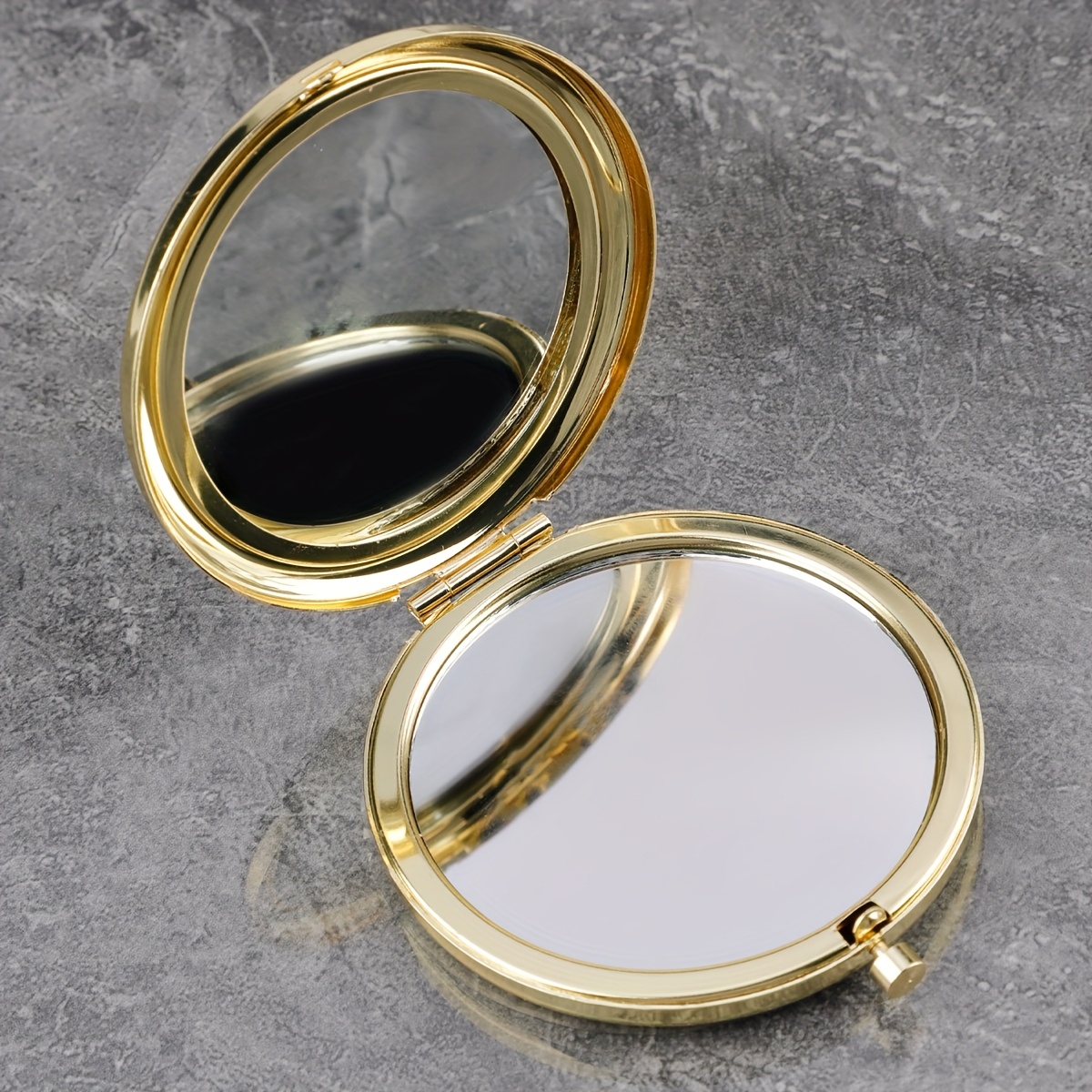 E-shop 1 Doppelseitiger kleiner Metallspiegel, tragbarer faltbarer Make-up-Spiegel mit hochauflösendem Handspiegel