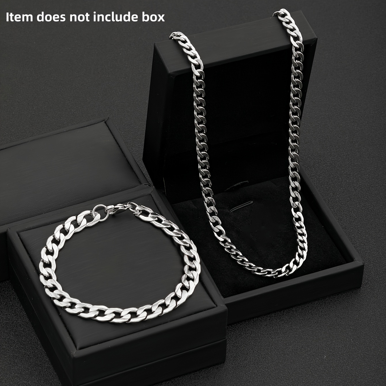 

Steel Jewelry Set, 60cm Necklace, Hip-hop Style Embossed Bracelet, Daily Wear And Gift