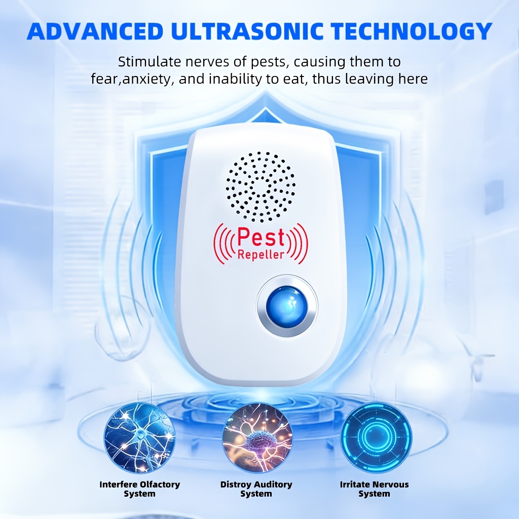 Répulsif à Ultrasons Technologie Soundwave, Alimentation USB, Pack de 6, Inclut 6 Câbles USB-C, Nouvelle Version 2026 avec Double Buzzers, Efficacité Doublement Améliorée pour Repousser les Nuisibles : Moustiques, Souris, Mouches, Cafards, Araignées,