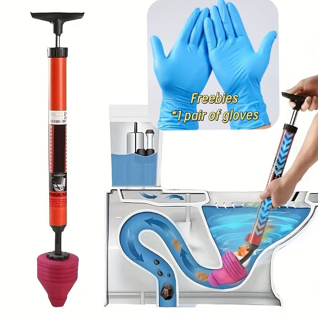 TEMU Heavy Duty Pneumatic Toilet Drain Unclogger, Designed Specifically For Unclogging Pipes, With Toilet Suction Cups, Suitable For Sinks And