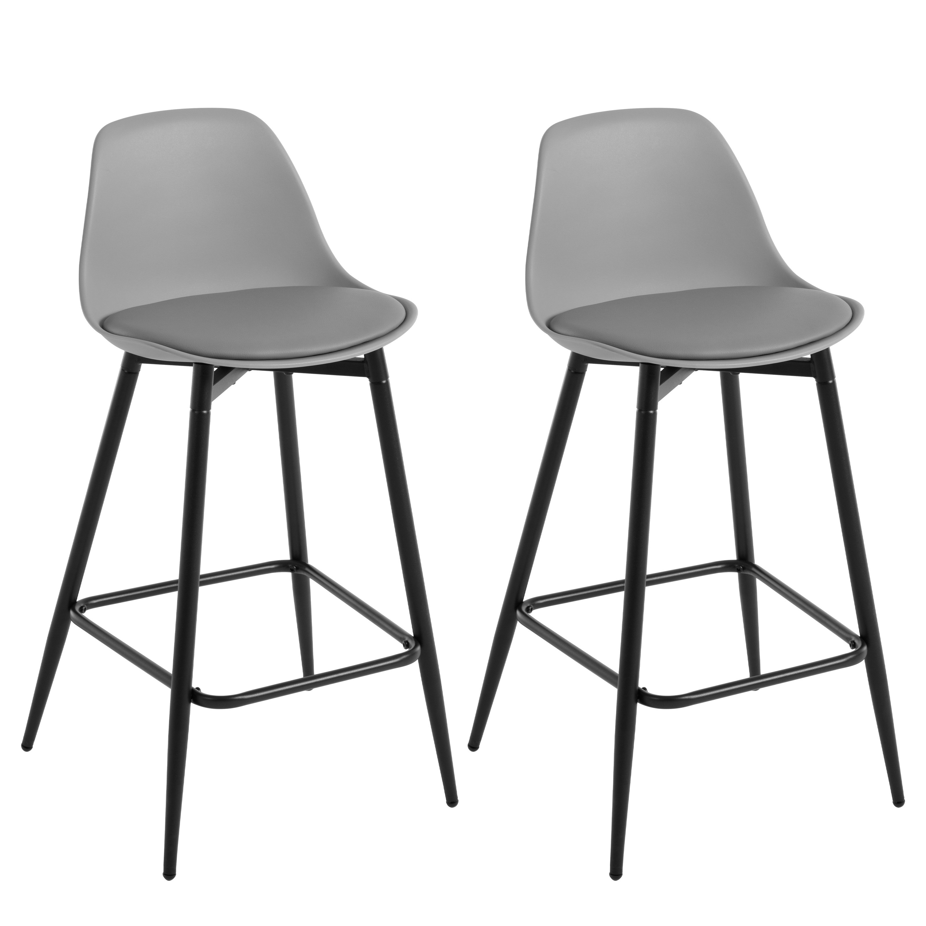 Image of 2pcs Modern Bar Stools With Backrests, Padded Seats & Metal Legs - Kitchen, Dining Room & Counter