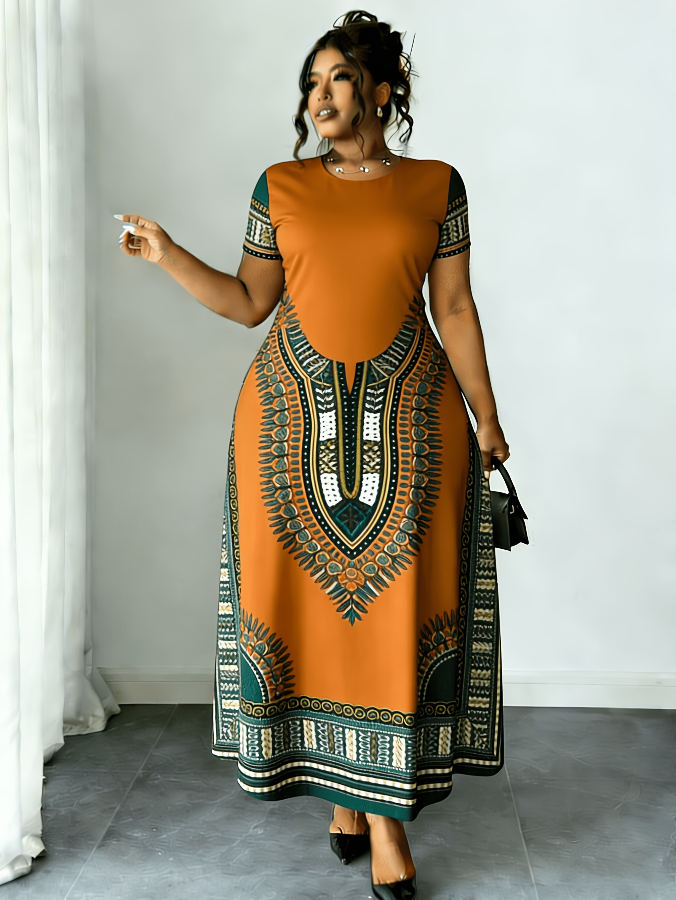 knee length dresses for ladies Blue African Ankara Print Plus Size Maxi Infinity Dress – Africanclothinghub