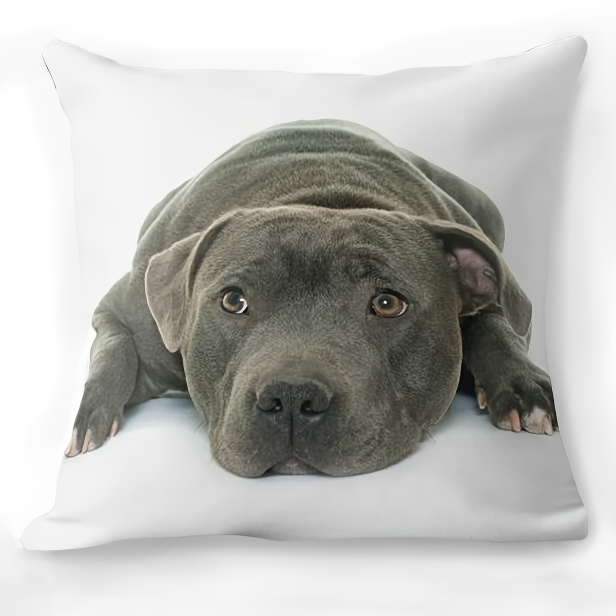 TEMU 18x18 Inch Super Soft Staffordshire Bull Terrier Puppy Eyes Throw Pillow Cover - No Pillow Core, Only Cushion Cover, Hand Washable, Zipper