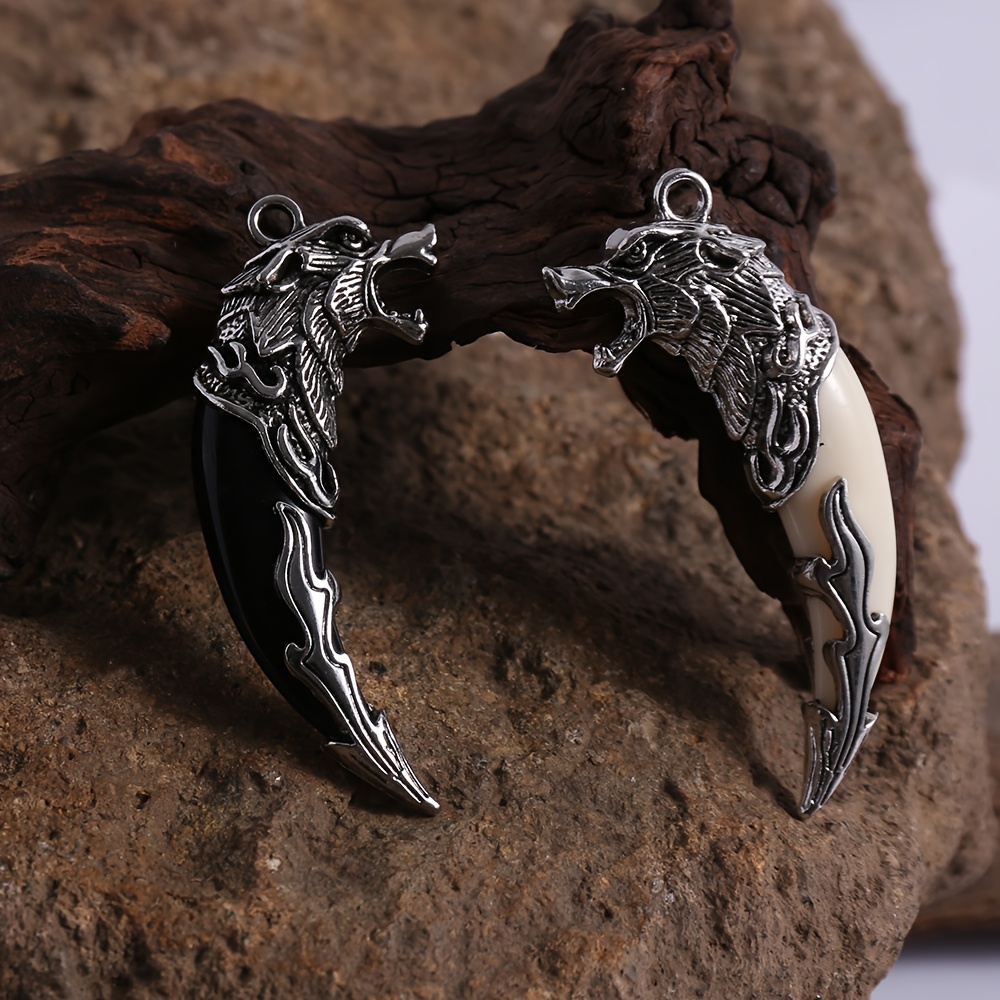 E-shop 2er-Set Wolfzahn-Anhänger, Schmuckanhänger, geeignet für Halsketten, Armbänder, Ohrringe, Bastelarbeiten, handgefertigte Anhänger,