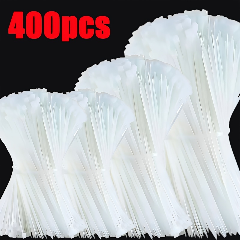 E-shop 400 selbstverriegelnde schwarz-weiße Nylon-Kabelbinder, 100mm/150mm/200mm Kabelklemmen, Kunststoff-Kabelbinder, Bündelbänder aus Material,