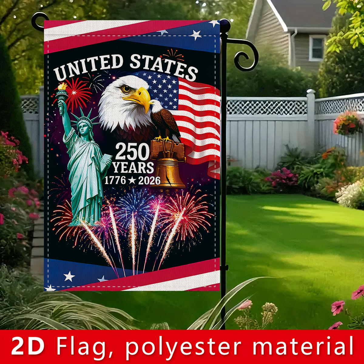 2d flat 2d flat banner 1pc american 250th anniversary decoration background garden flag flat 30cm 45cm 12in 18in   for power generation polyester fabric   used as background decoration during the anniversary celebration 2d flat