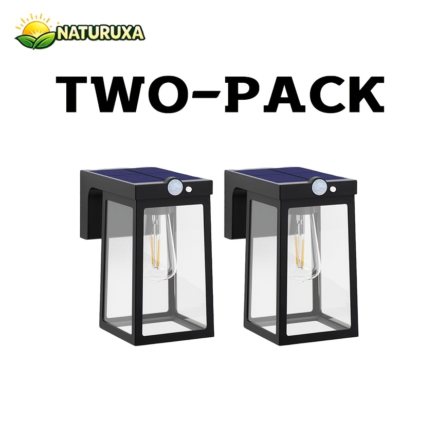TEMU 2pcs Solar Motion Lights Outdoor, Ip65 Motion Sensor Outdoor Wall Lights With 2 , Dusk To Dawn Glass Led Wall Lights For Entryway, Front Porch,