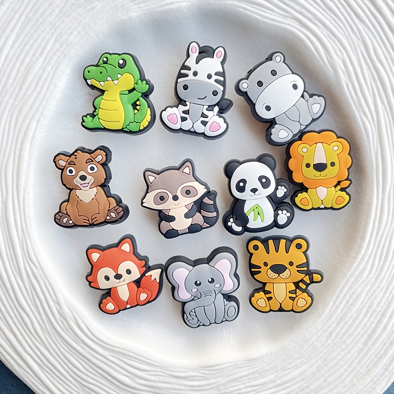 Image of A Set Of 10 Pvc Shoe Charms, Cartoon Animal Shoe Accessories, Novelty Shoe Decorations, Suitable For Teenagers And Adults, Assorted Colors, Halloween And Christmas Gift Items