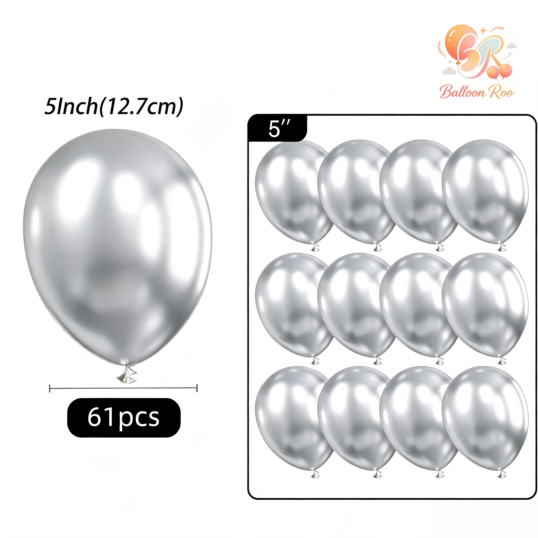 TEMU 61 palloncini colorati metallizzati da 5 pollici, palloncini in lattice , , blu e , per compleanni, matrimoni, anniversari, cerimonie di laurea,