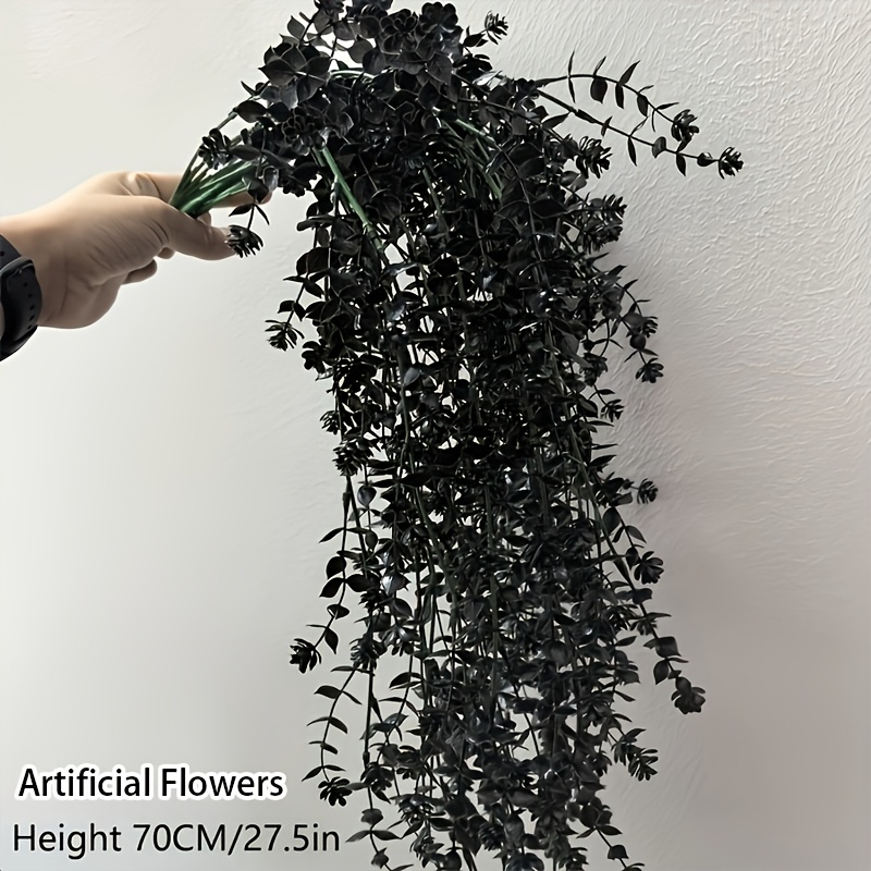 TEMU 4pcs Set, Black Artificial Camellia Hanging Vines With A Mysterious Gothic Atmosphere, Halloween And Dark-themed Scene Decoration. Feature