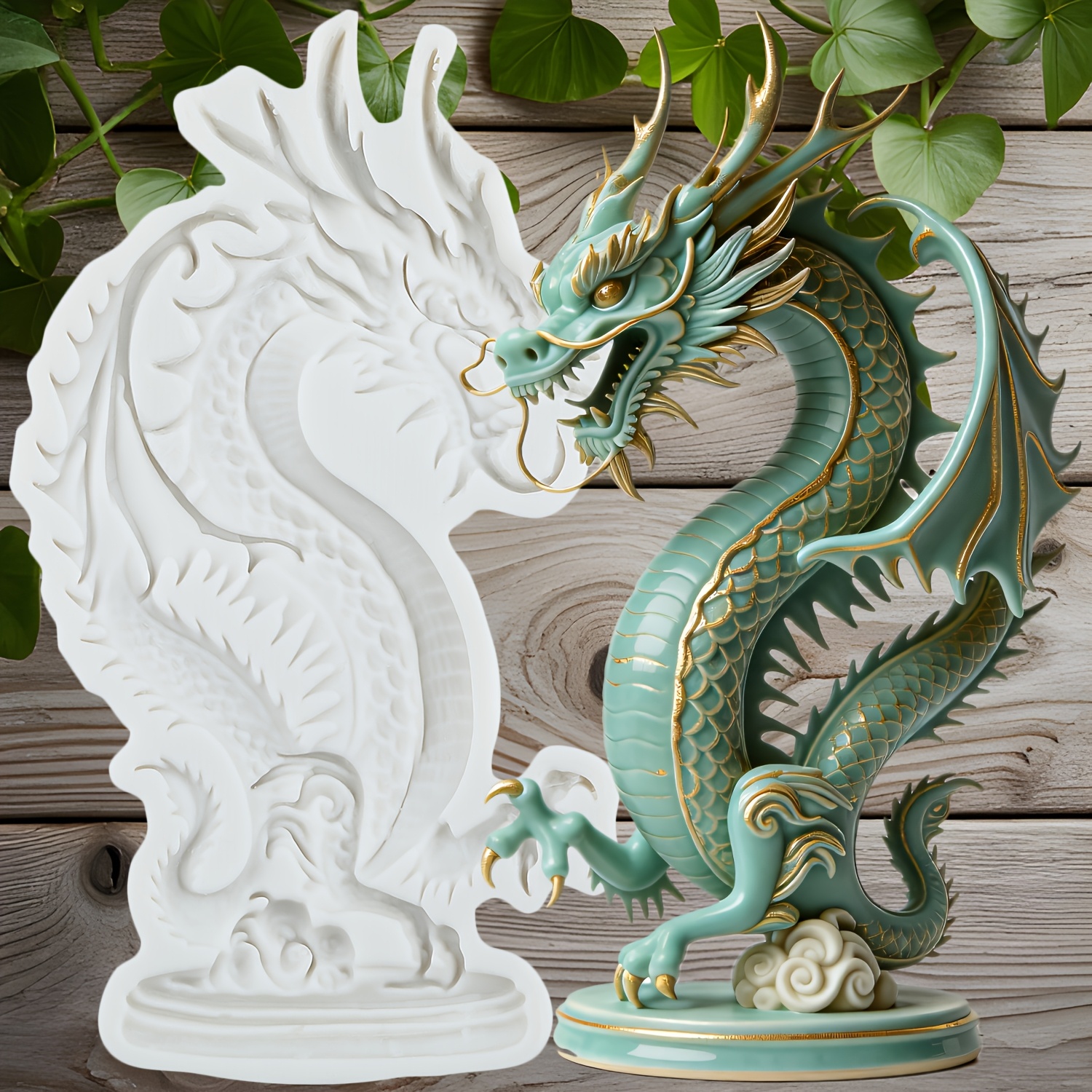 TEMU Dragon Silicone Molds Decoration Tools Epoxy Resin Plaster Concrete Mold Suitable For Resin Crafts Polymer Clay Plaster Decoration