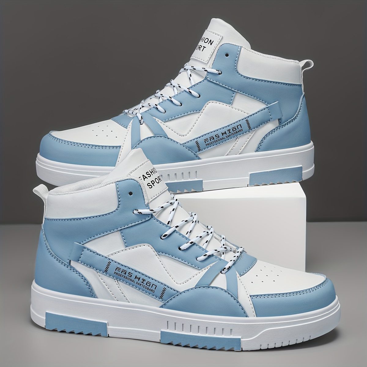Men's High-Top Running Shoes - Fashion Sports & Outdoor Sneakers with Graphic Letter Print, Stability Pronation, Lightweight, Lace-up Closure, PU Upper, Fabric Inner, EVA Sole - Comfortable for Casual Street Style, Hiking, All Seasons