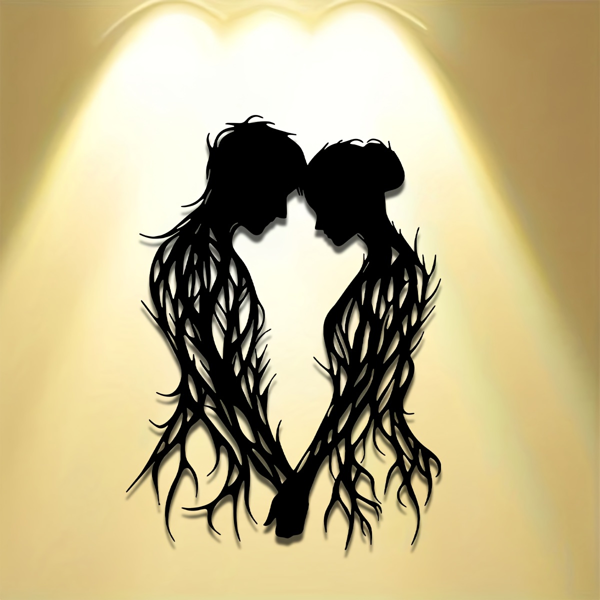 TEMU An Metal Wall Sculpture - Couple Love Contour And , 15.74x11.42 Inches, Iron Wall Hanging Home Decor For Weddings, Mother's Day, And Day Gifts,