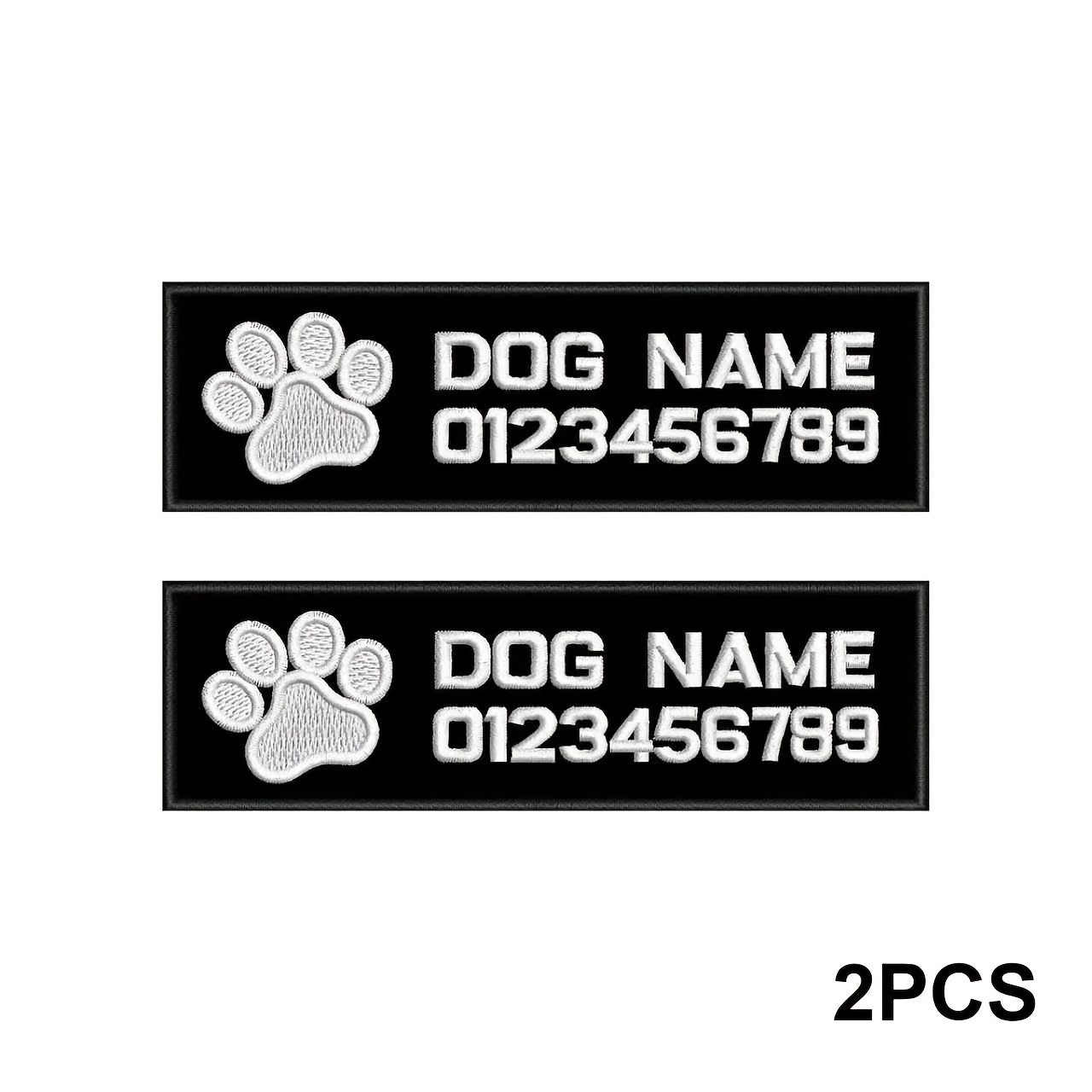TEMU (customized) Embroidered Dog Paw Name Patch 2pcs Hook And Loop Pet Harness Tag (harness Not Included) 3 Sizes Colors Suitable For Name Patches