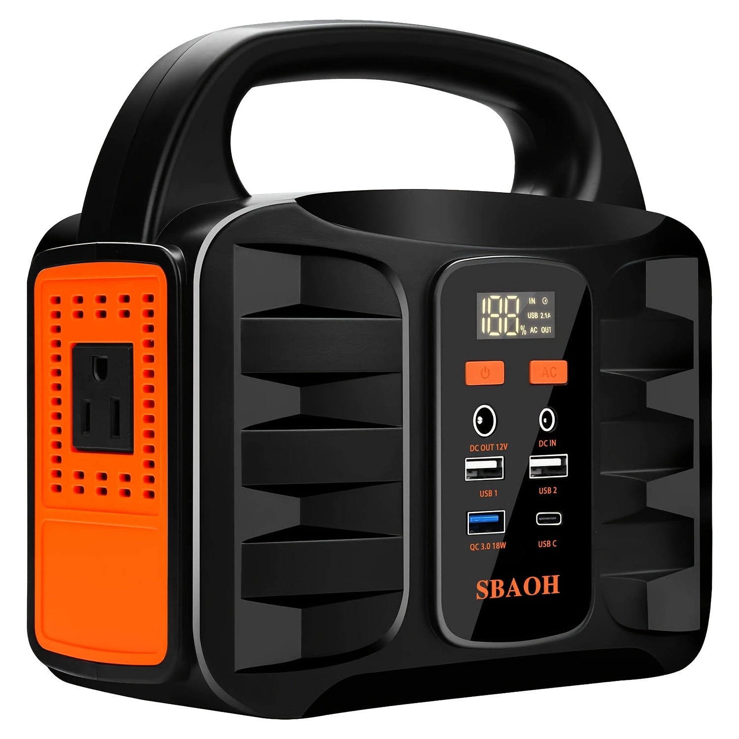 TEMU d'alimentation portable extérieure SBAOH 150W - Banque d'alimentation portable de grande capacité 42000mAh, charge rapide, lumière LED intégrée,